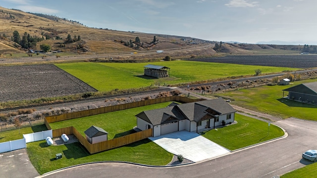 aerial view with a rural view