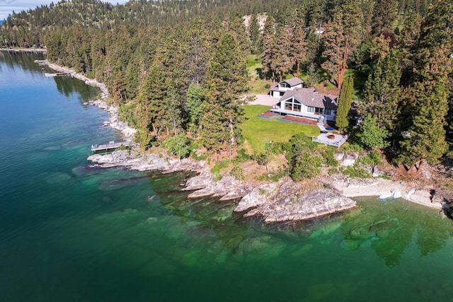 22700 Northaire Ln, Rollins, MT 59931 - aerial overview of property's location featuring a heavily wooded area and a nearby body of water