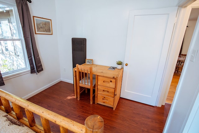 office space featuring dark hardwood / wood-style flooring