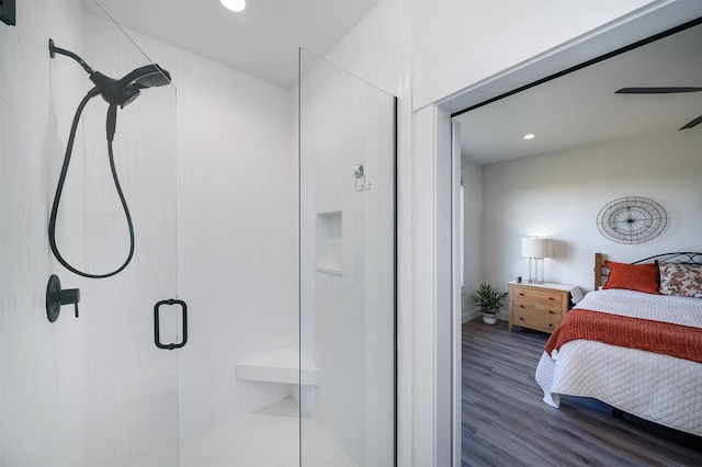 bedroom with wood-type flooring