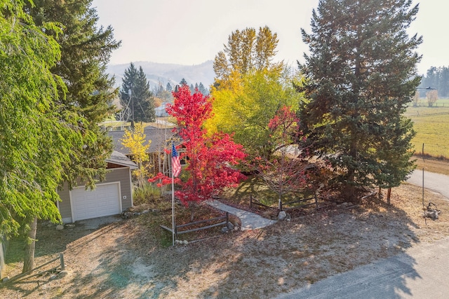 view of yard featuring a mountain view