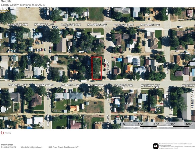 414 2nd St W, Chester, MT 59522 - aerial view of property's location with property boundaries highlighted