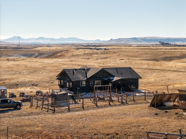 exterior space featuring a mountain view and a rural view