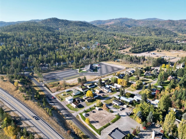 birds eye view of property with a mountain view