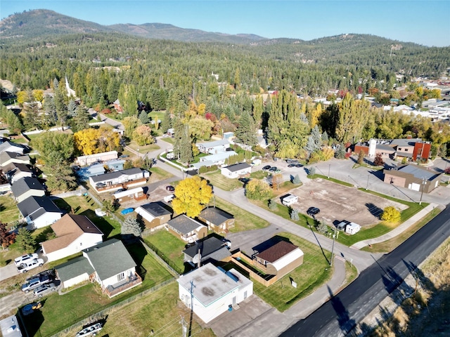 drone / aerial view with a mountain view