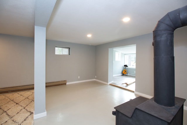 basement featuring baseboard heating