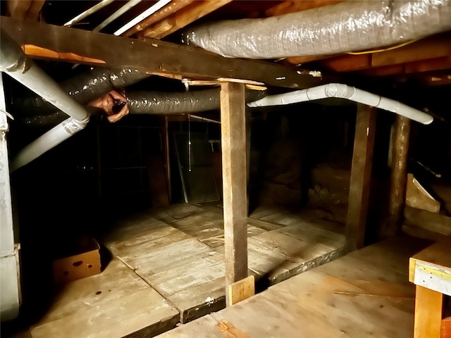 view of unfinished attic