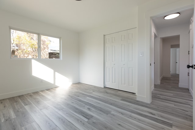 interior space featuring light hardwood / wood-style floors and a closet