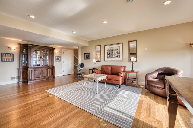 living room with wood-type flooring