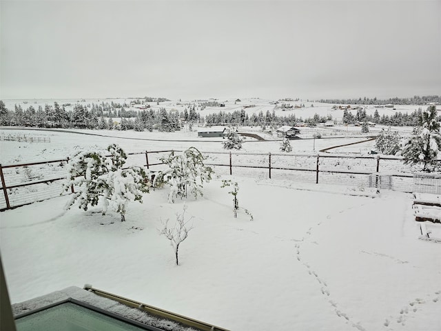 view of yard covered in snow