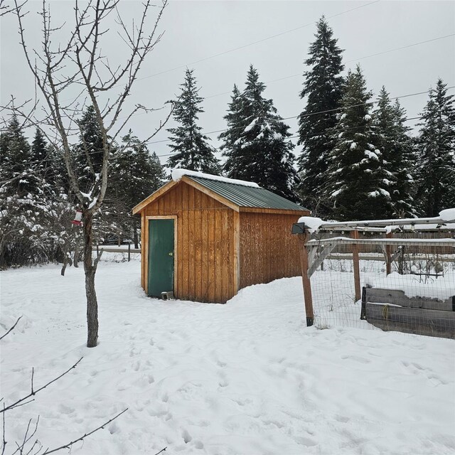 view of snow covered structure