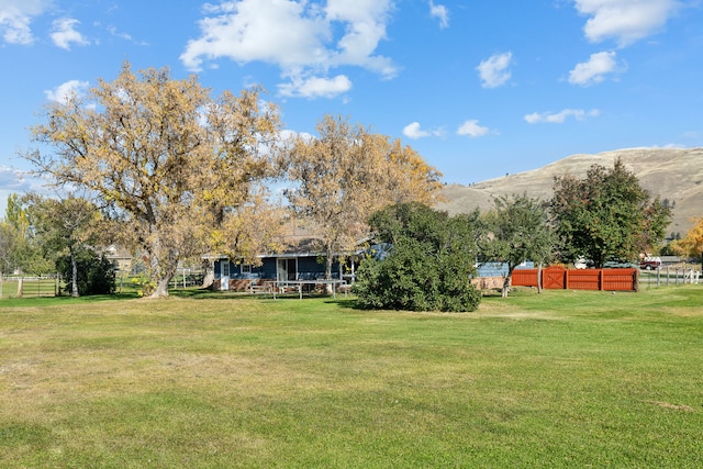 view of yard featuring a mountain view