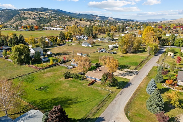 aerial view with a mountain view