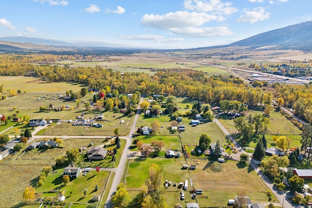 drone / aerial view featuring a mountain view