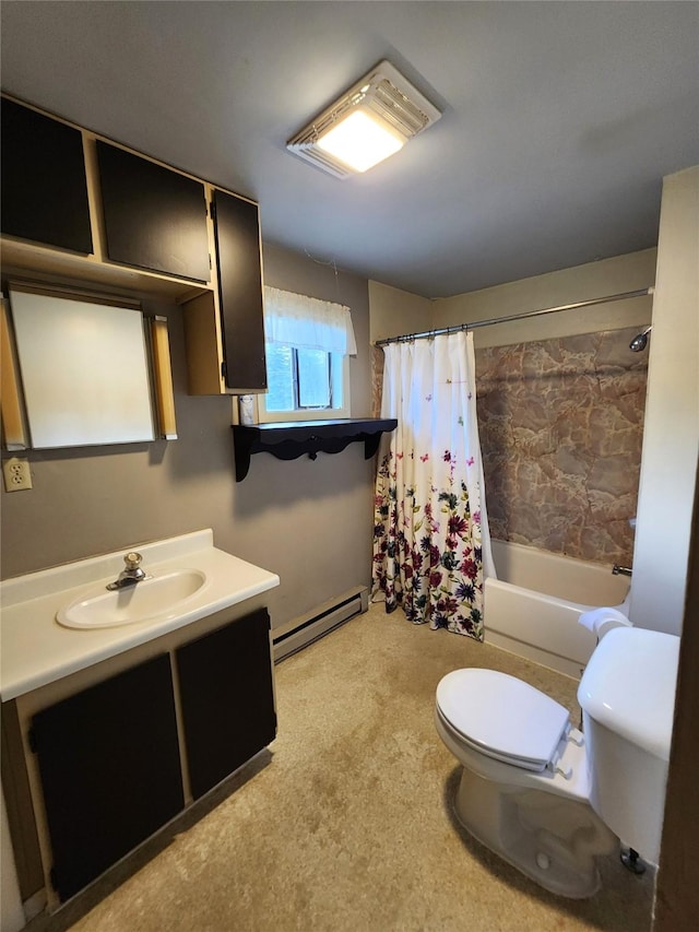 33762 US Highway 2, Libby, MT 59923 - full bath with baseboard heating, vanity, and shower / tub combo