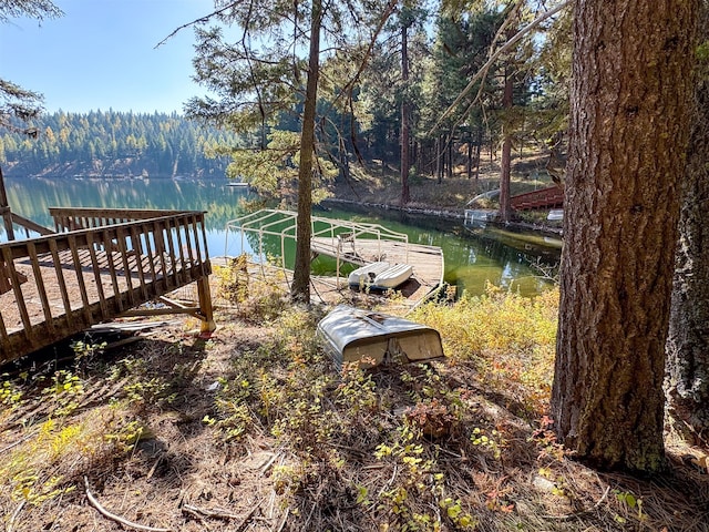 dock area featuring a water view