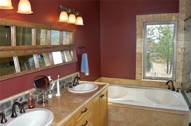 4025 Sunset Ridge Dr, Helena, MT 59602 - full bathroom with a garden tub, double vanity, and a sink