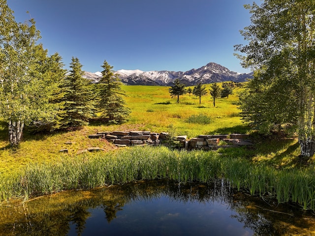 mountain view featuring a water view