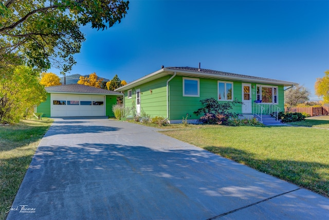 ranch-style house with a front lawn