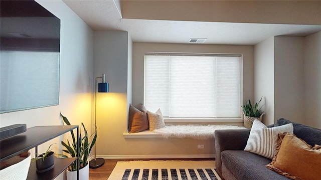 living area featuring wood-type flooring