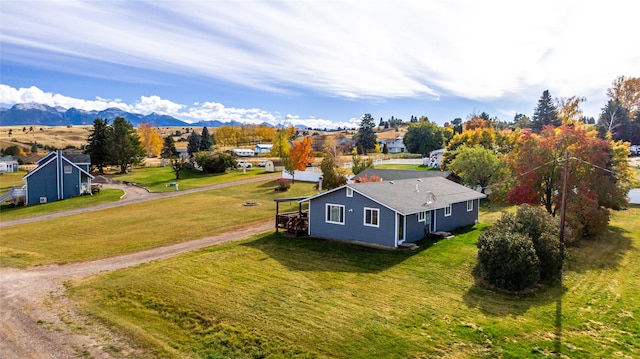 drone / aerial view with a mountain view