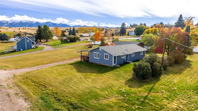 aerial view featuring a mountain view