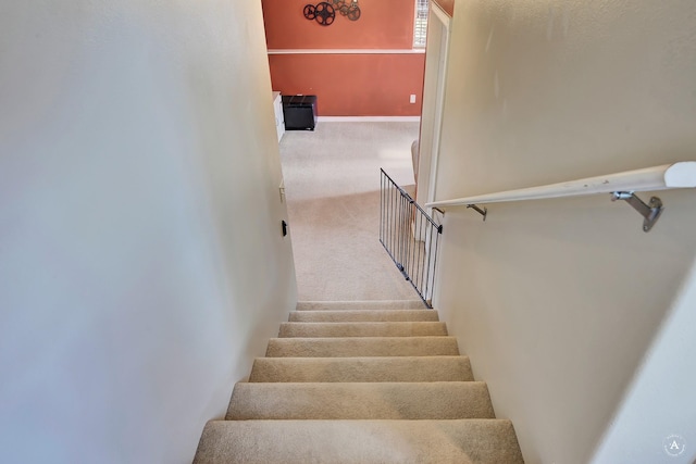 staircase with carpet floors