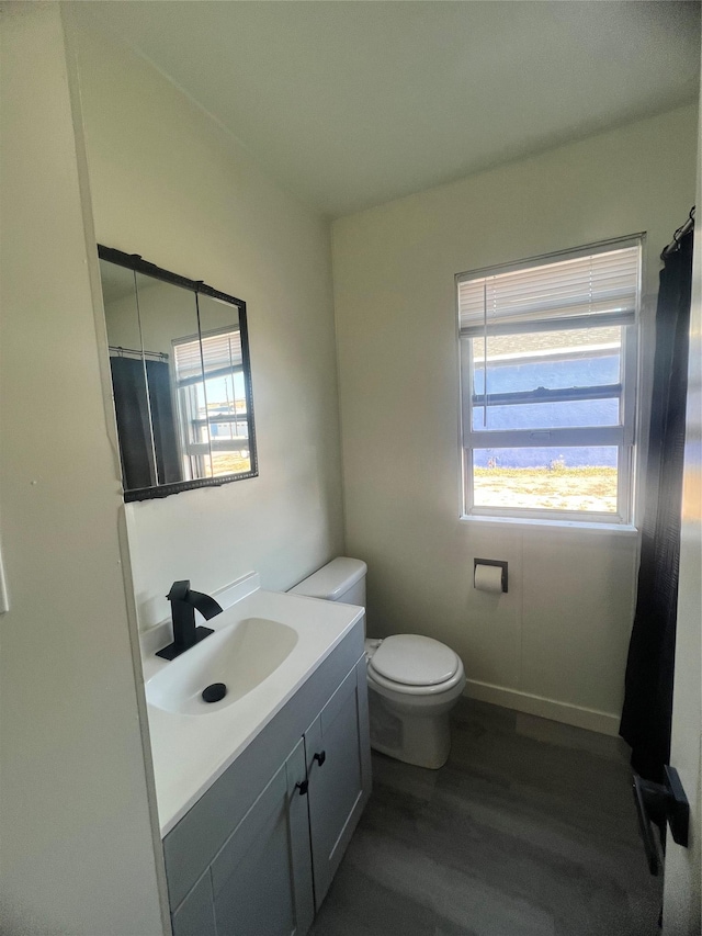416 2nd St, Deer Lodge, MT 59722 - bathroom featuring vanity, wood finished floors, and toilet