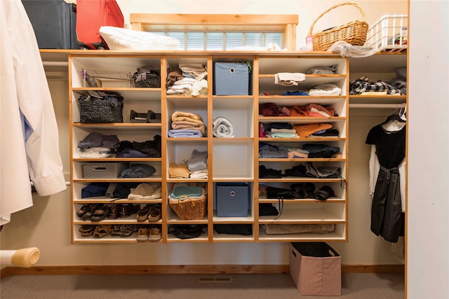 walk in closet featuring carpet