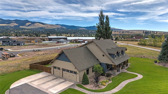 aerial view featuring a mountain view