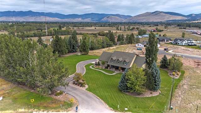 bird's eye view with a mountain view