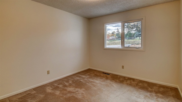 empty room featuring carpet flooring and a textured ceiling