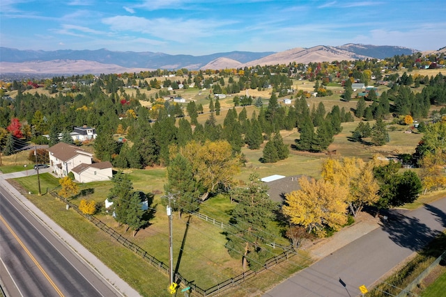 drone / aerial view with a mountain view