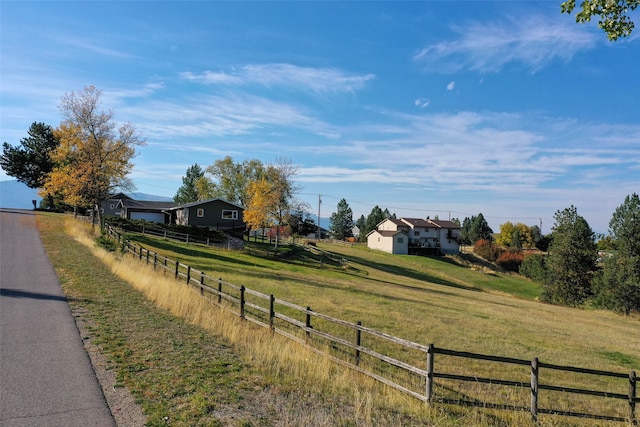 view of street with a rural view