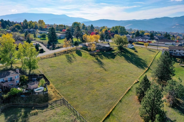 bird's eye view featuring a mountain view