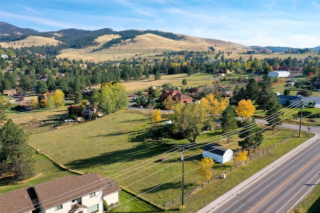 drone / aerial view with a mountain view