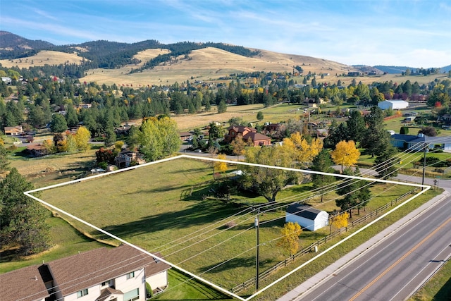 bird's eye view with a mountain view