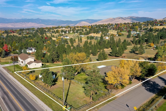 drone / aerial view with a mountain view