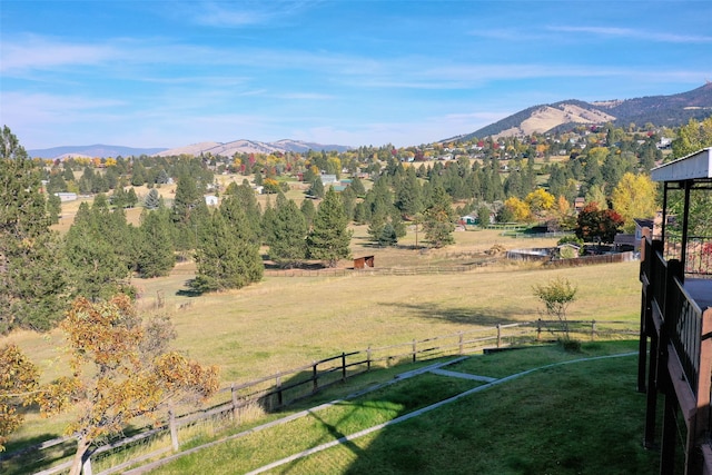 view of mountain feature featuring a rural view