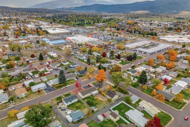 drone / aerial view with a mountain view