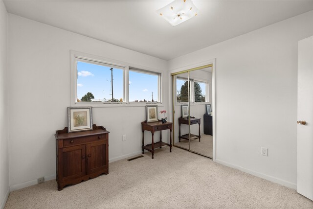 interior space with light colored carpet