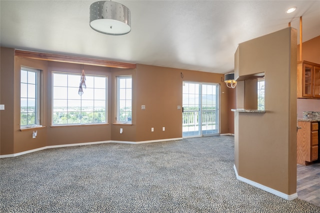 unfurnished living room featuring carpet