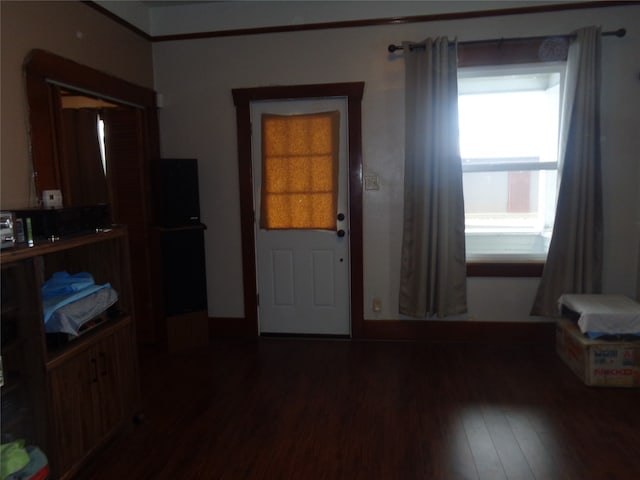 entrance foyer with dark hardwood / wood-style floors