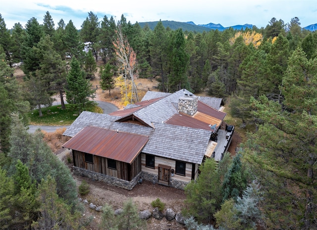 aerial view with a mountain view