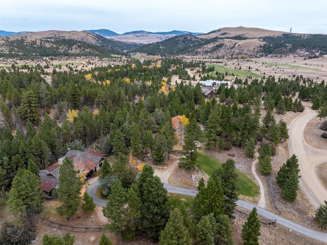 birds eye view of property with a mountain view