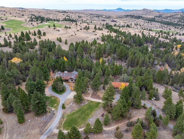 bird's eye view with a mountain view