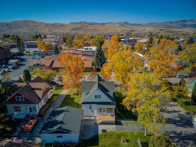 aerial view with a mountain view