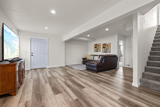 living room with light wood-type flooring