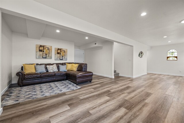 living room featuring light hardwood / wood-style floors