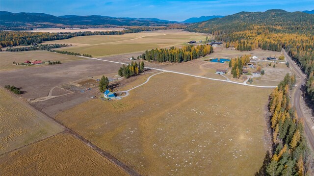 drone / aerial view with a mountain view